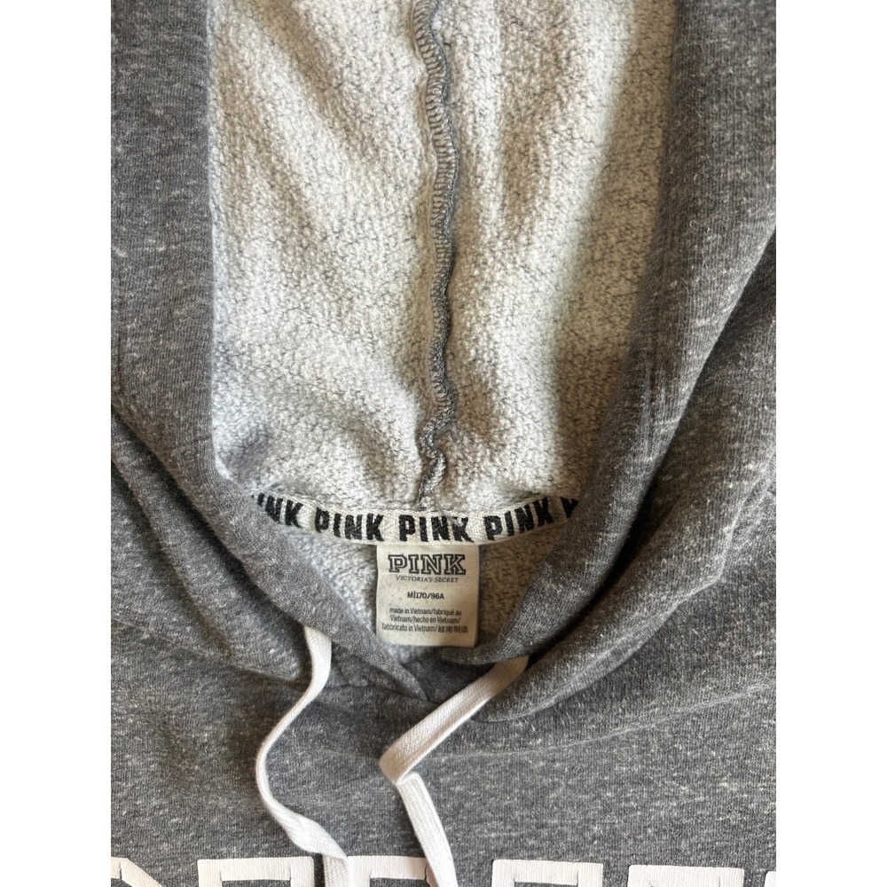 Victoria's Secret PINK Hoodie Gray Heathered Logo Pullover Sweatshirt Womens M - Picture 2 of 12